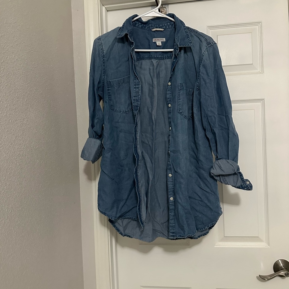 Merona Blue Denim Button-Down Shirt